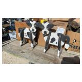 2 Wooden Cow Garden Decorations