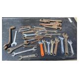 Lot Of Wrenches And Adjustable Wrenches
