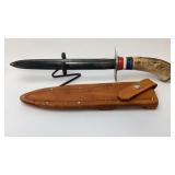 Wild Boar 9 IN Bayonet Style Stag Handled Knife