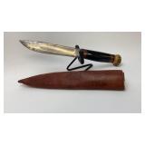 M.S.A Co. 5 IN Fixed Blade Knife W/Leather Sheath