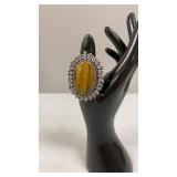 Tiger Eye Size 8 German Silver Ring