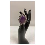 Amethyst Size 6 German Silver Ring