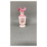 Fenton Roselene Satin Ruffled Pinched Vase