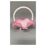 Fenton Pink Satin Basket- Signed