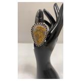 Bamboo Jasper Size 7 German Silver Ring