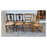3 Wooden Chairs - 1 Rocking Chair