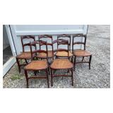 Walnut Roseback Cane Seat Dining Chairs