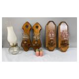 Wood Wall Mount Sconces, Oil Lamp