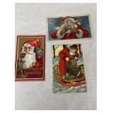 3 Early Santa Post Cards