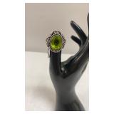 Peridot Size 6 German Silver Ring