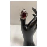 Garnet Size 7 German Silver Ring