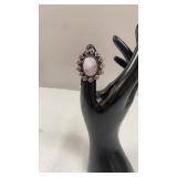 Rose Quartz Size 7 German Silver Ring