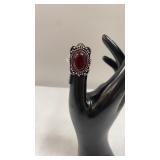 Garnet Size 6 German Silver Ring