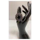 Amethyst Size 7 German Silver Ring
