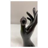 Black Onyx Size 6 German Silver Ring