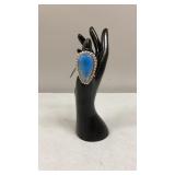 Blue Onyx Size 7 German Silver Ring