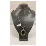 Peridot German Silver Pendant Necklace with Chain