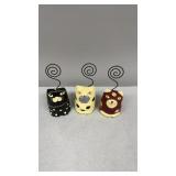 3- Folk Art Wooded Cat Photo Holders-