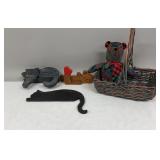 Shelf Sitters, Basket With Plaid Bear