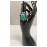 Turquoise Size 9 German Silver Ring