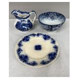 3- Blue Serving Dishes- Some Chips