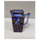 Flow  Blue Gaudy Welsh Copper Luster Pitcher