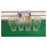 Libby 4 Piece Football Drinking Glasses