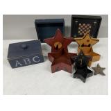 Folk Art Stacking Star Boxes, Wood Boxes