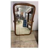 Oak Frame Beveled Glass Dresser Mirror