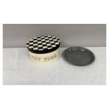 Vintage Cheese Box Painted, Grey Granite Pie Pan