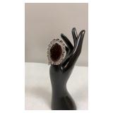 Red Onyx Size 7 German Silver Ring