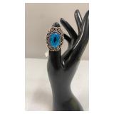 Blue Topaz Size 7 German Silver Ring