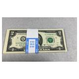 $2 Bill- 100 Consecutive Sequential $2