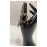 Black Onyx Size 8 German Silver Ring