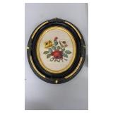 Antique Oval Picture Frame with a Knitted Picture
