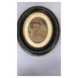 Antique Oval Picture Frame With Print