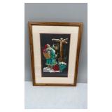 Oak Framed Cross-stitch Santa- 1995