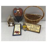 Large Basket, Bird House, Wall Decor