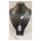 Black Rutile German Silver Pendant Necklace