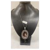 Mud Crack Fossil German Silver Pendant Necklace