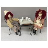 Wrought Iron Doll Table W/ Raggedy Andy, Ann
