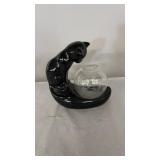 Vintage Naughty Black Cat With Fish Bowl