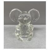 Clear Glass Bear- Signed- Polished Bottom