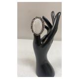 Rainbow Moon Stone Size 6 German Silver Ring