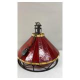 Wrought Iron Leaded Glass Hanging Lamp