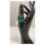 Green Quartz Size 9 German Silver Ring