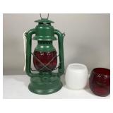 1 Green Embury Company Oil Lamp With Extra Parts