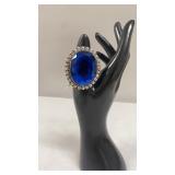 Blue Sapphire Size 8 German Silver Ring