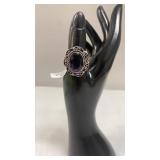 Amethyst Size 9 German Silver Ring