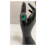 Green Quartz Size 9 German Silver Ring